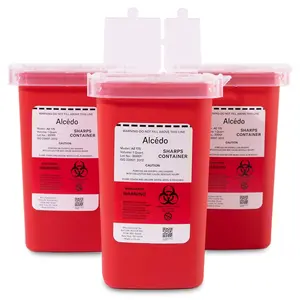 Sharps Container for Home Use and Professional 1 Quart (3-Pack) | Biohazard Needle and Syringe Disposal | Small Portable Container for Travel