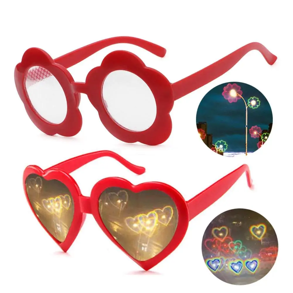 Funny Love Heart/Flower Diffraction Effects Glasses Watch the Lights Change to  Love Heart Special Effects Sunglasses