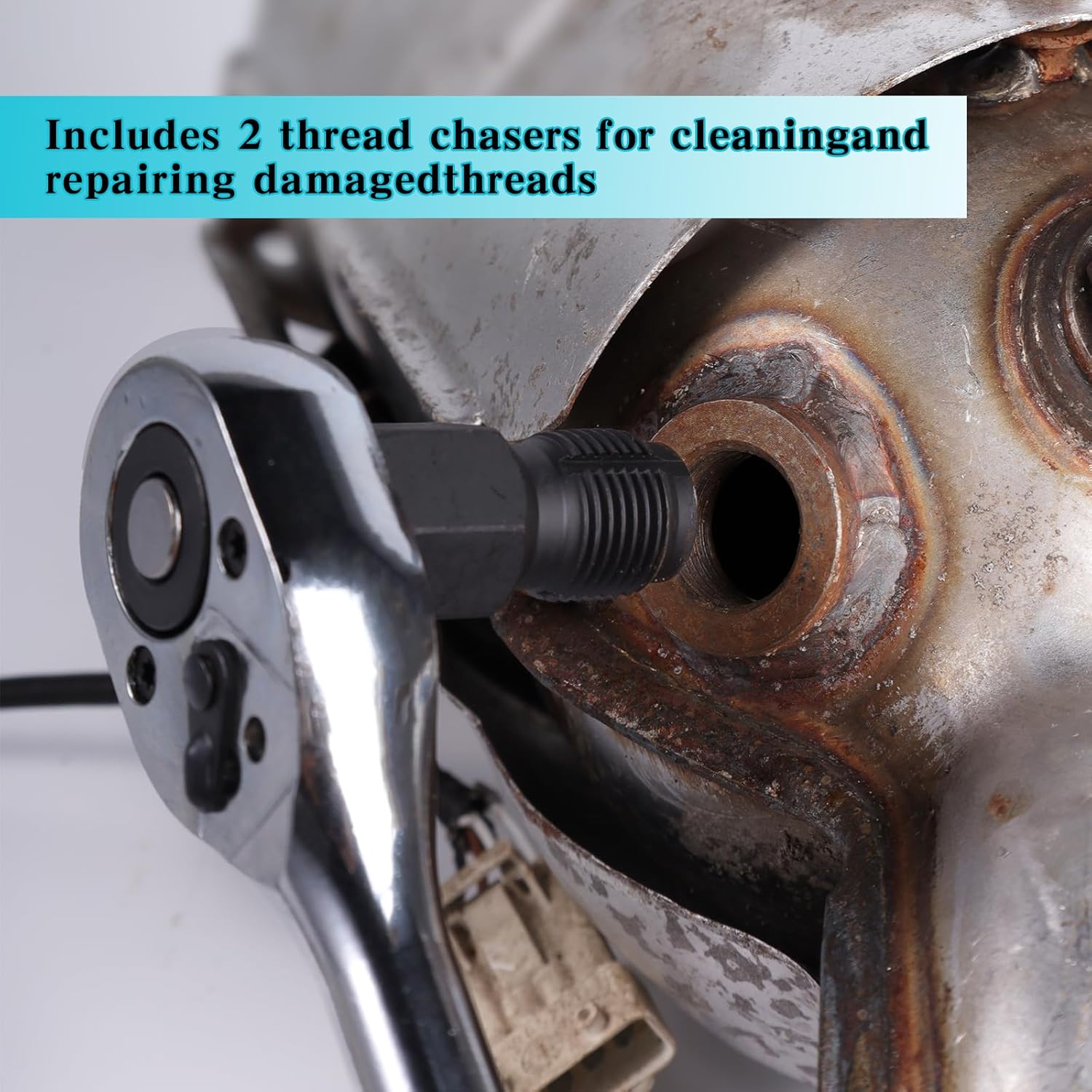 5-Piece Forged O2 Oxygen Sensor Socket & Thread Chaser Set – Automotive Tool for Sensor Removal