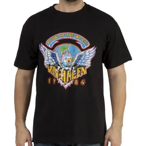 Men's Van Halen 1984 Tour Of The World Men's T-Shirt, Black,Van Halen 1984 Tour of the World Eagle Graphic Tee Men’s Vintage Hard Rock Short Sleeve Crew Neck Casual Top