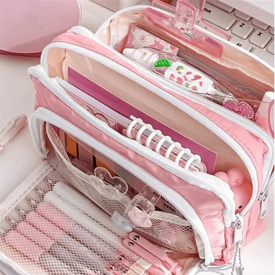 Multi-Layer Cute Pencil Case - Large Capacity Stationery Storage Bag for Students, Holds About 100 Pens, Durable Home Organizer for School Use