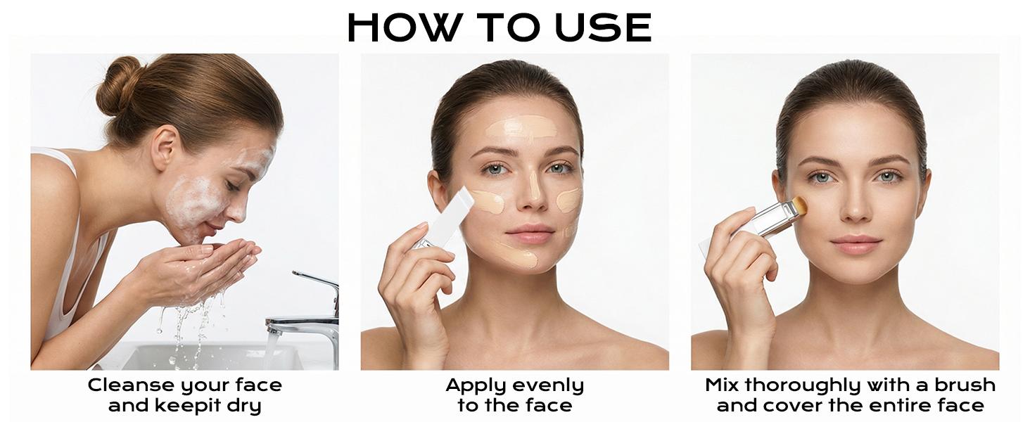 Skynii Blanc Cover Cream Stick V - Color Changing Foundation Stick with Volufiline - Hydrating Concealer Base Makeup, Dual-Ended with Built-in Brush, Portable for Daily Use (Natural)