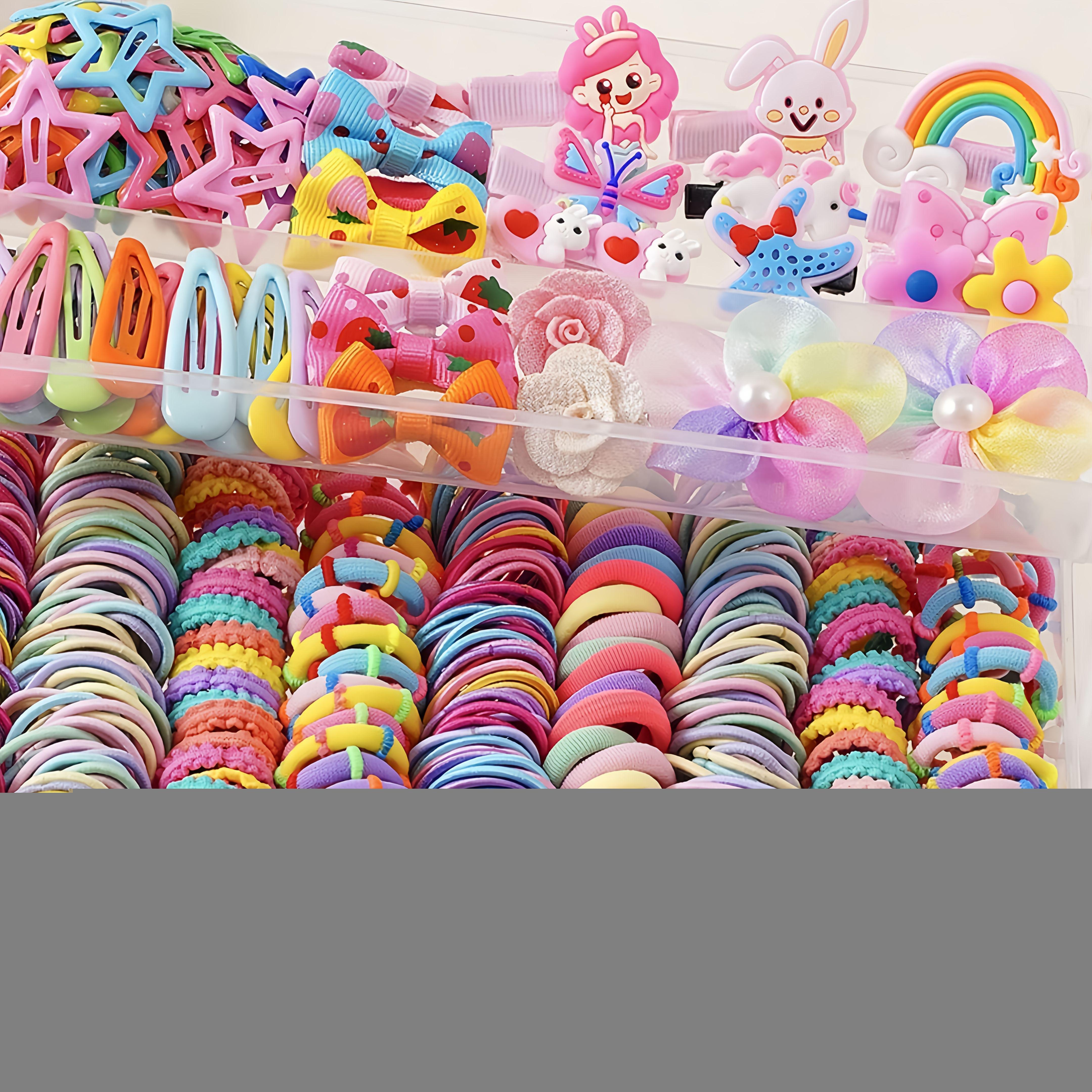 (New)[Hair Accessory Set] 200pcs/618pcs Dopamine Sweet Hair Accessory Set For Little Girls With Combination Of Bow Clips,  Princess Clips, Star & Teardrop Hair Clips, Flower Clips, Simple Hair Ties. Suitable For All Seasons, Excellent Gift hion Lovers