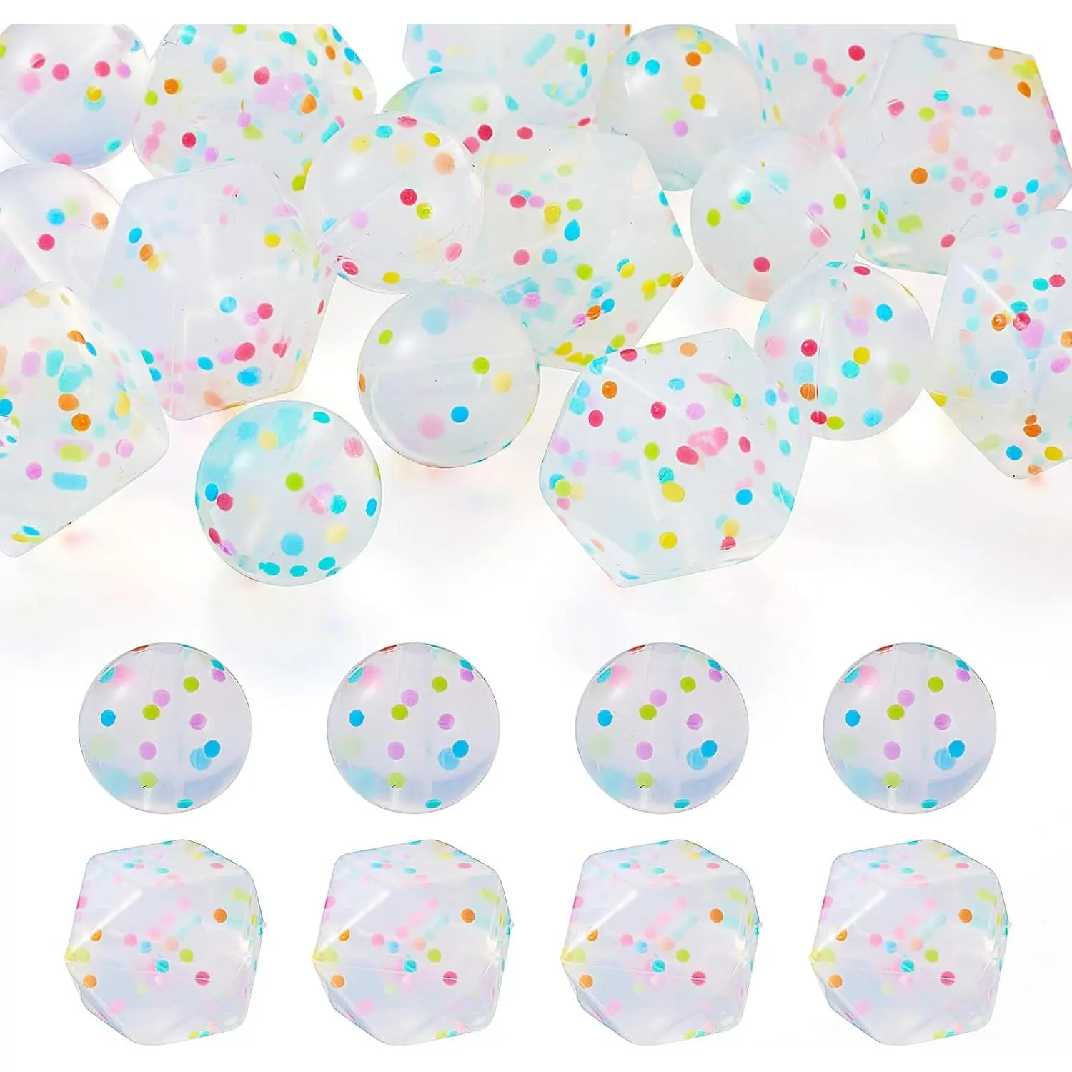 20 count Graduation Confetti  Beads, 15mm Glitter   Beads for  Making Colorful Dots Ruer Spacers for DIY Pens Lanyard Bracelet  Making Holiday Party