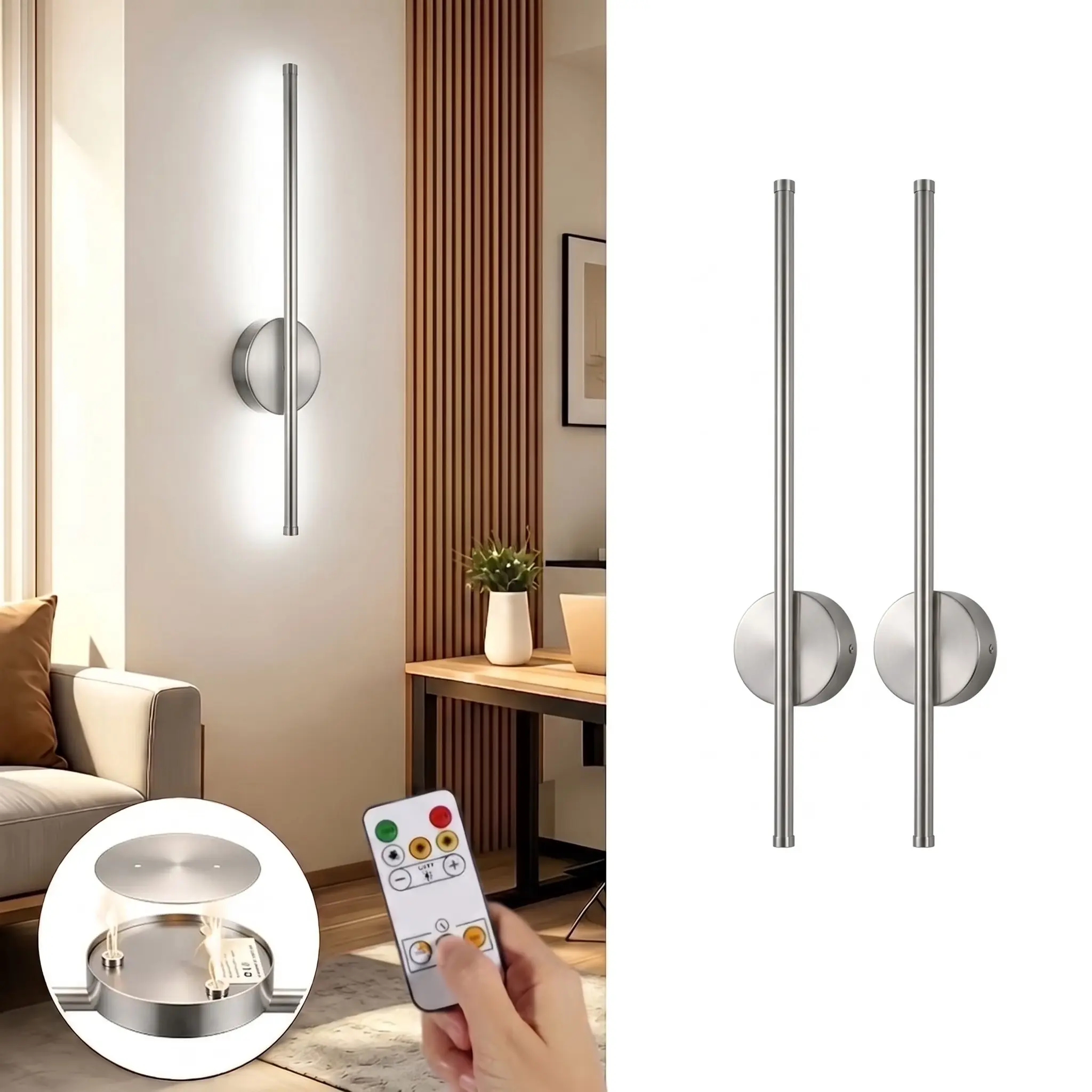 Modern Battery-Powered Wall Lamps, 1/2Pcs Dimmable Wireless Wall Lamps, Magnetic Installation-Free Design, Three Color Temperatures For Bedrooms, Living Rooms, Dining Rooms, Staircases, Bedside, Indoor Home Wall Lighting