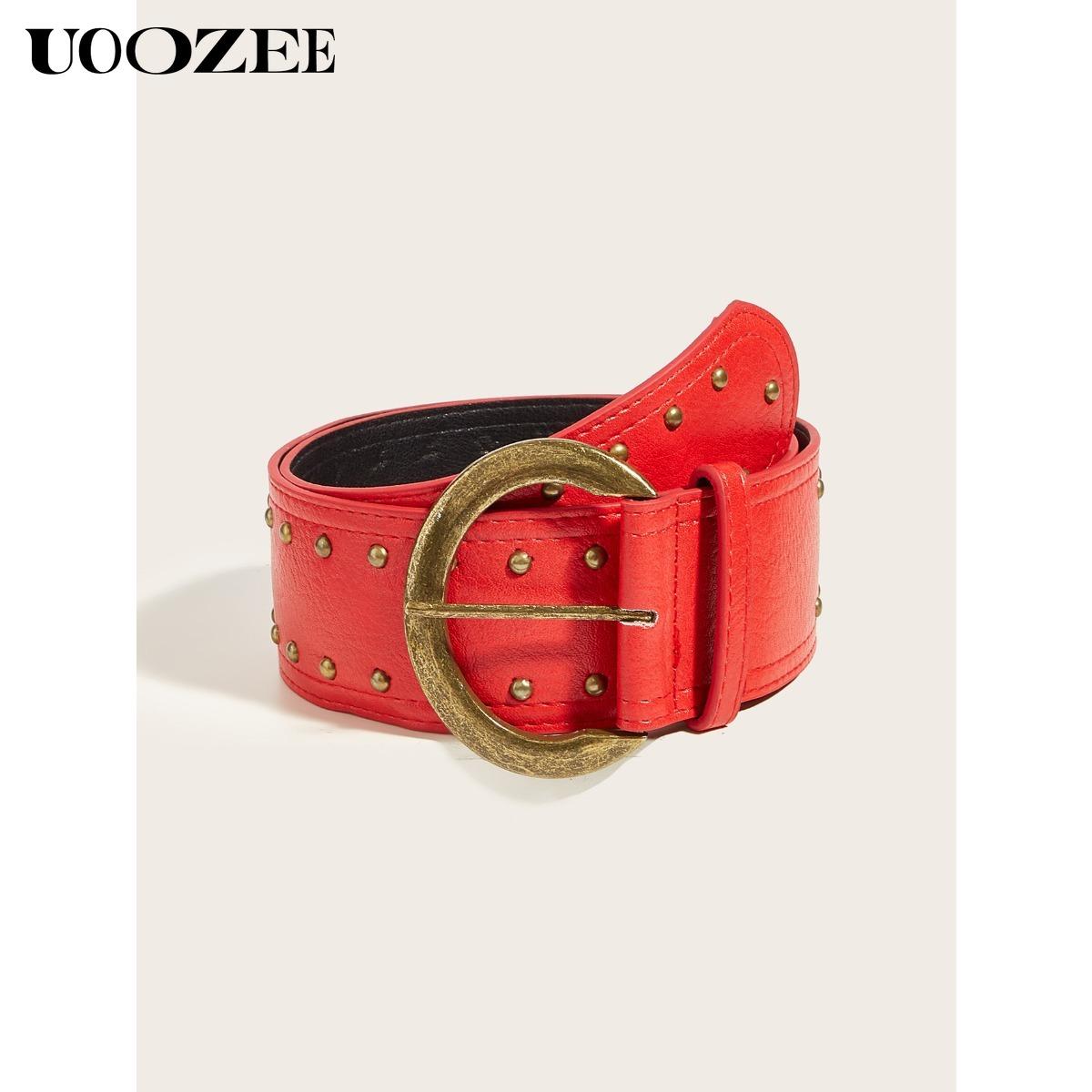 UOOZEE 2025 Fashion Punk Style Rivet Personality Belt Decoration Versatile Pin Buckle Belt Trendy Belt, Various Colors Optional