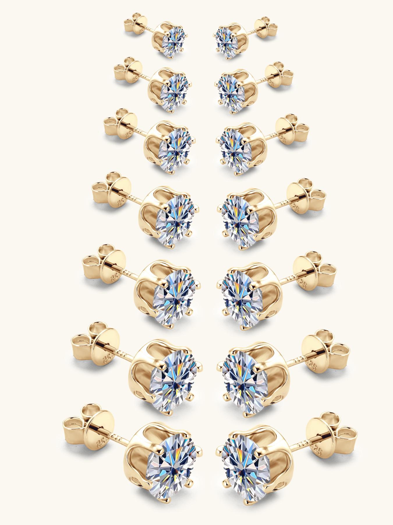 S925 Sterling Silver Synthetic Moissanite Earrings, Elegant Stud Earrings for Women & Girls, Trendy All-match & Exquisite Jewelry for Birthday Gift, Pretty Studs, High Quality Earrings