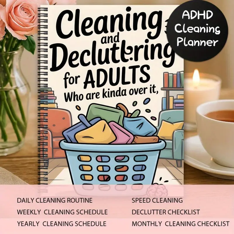 1 Aesthetic ADHD Cleaning Planner Spiral Notebook, Spiral Bound Planner, Chores Schedule and Checklist, Daily/Weekly/Monthly Household Notebook, Housekeeping Log for Homemakers, Home Organization System, Daily Task Management, Spiral Notebook Organizer