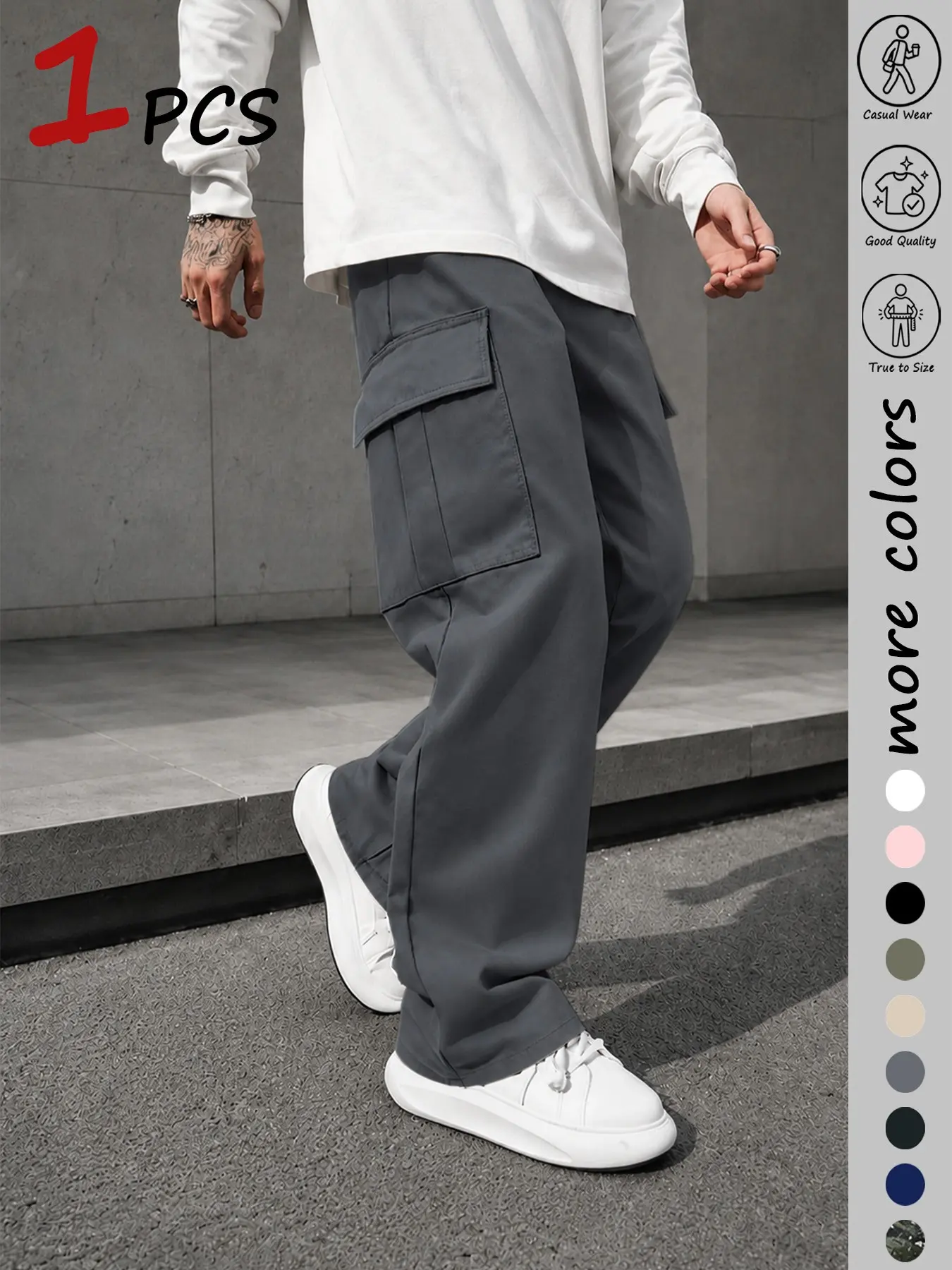 Men's Durable Outdoor Training Pants, Multi-Pocket Work Pants, Waterproof Tactical Cargo Pants, Loose Regular Fit Sports Pants