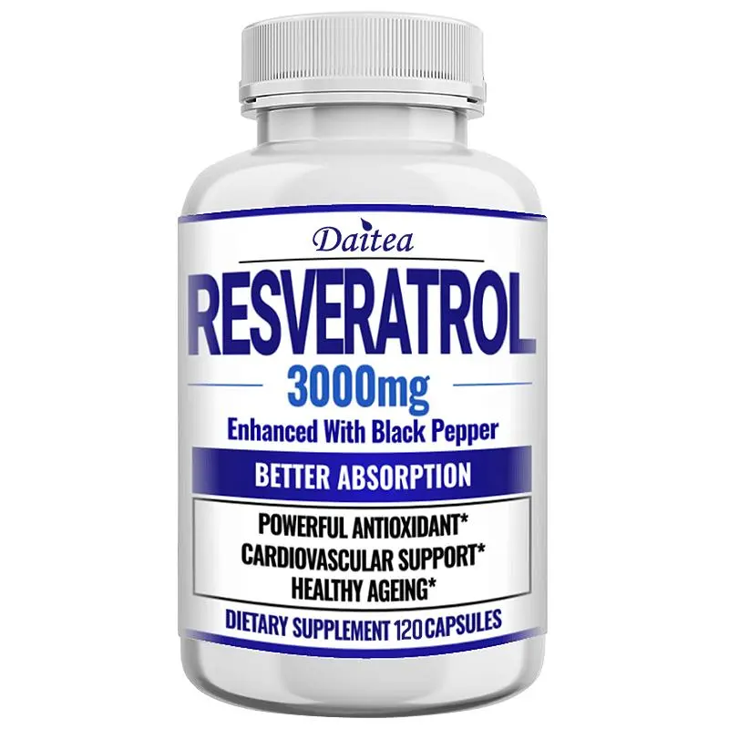 Daitea Resveratrol Health Supplement, Supports Skin Health, 120 Capsules
