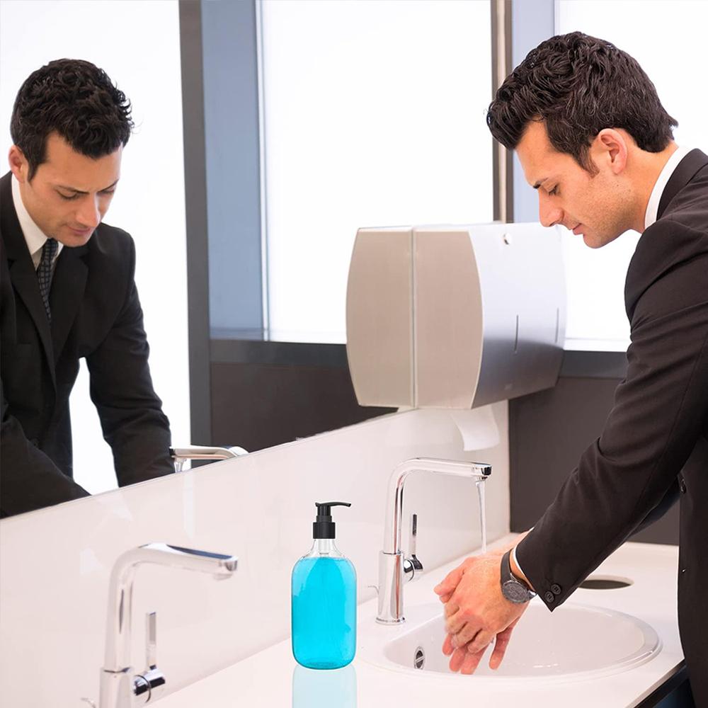 10oz Clear Plastic Pump Bottle, 2 Counts Soap Dispenser, Refillable Empty Bottle Container with Pump for Essential Oil Soap Lotion Shampoo, Storage Dispenser