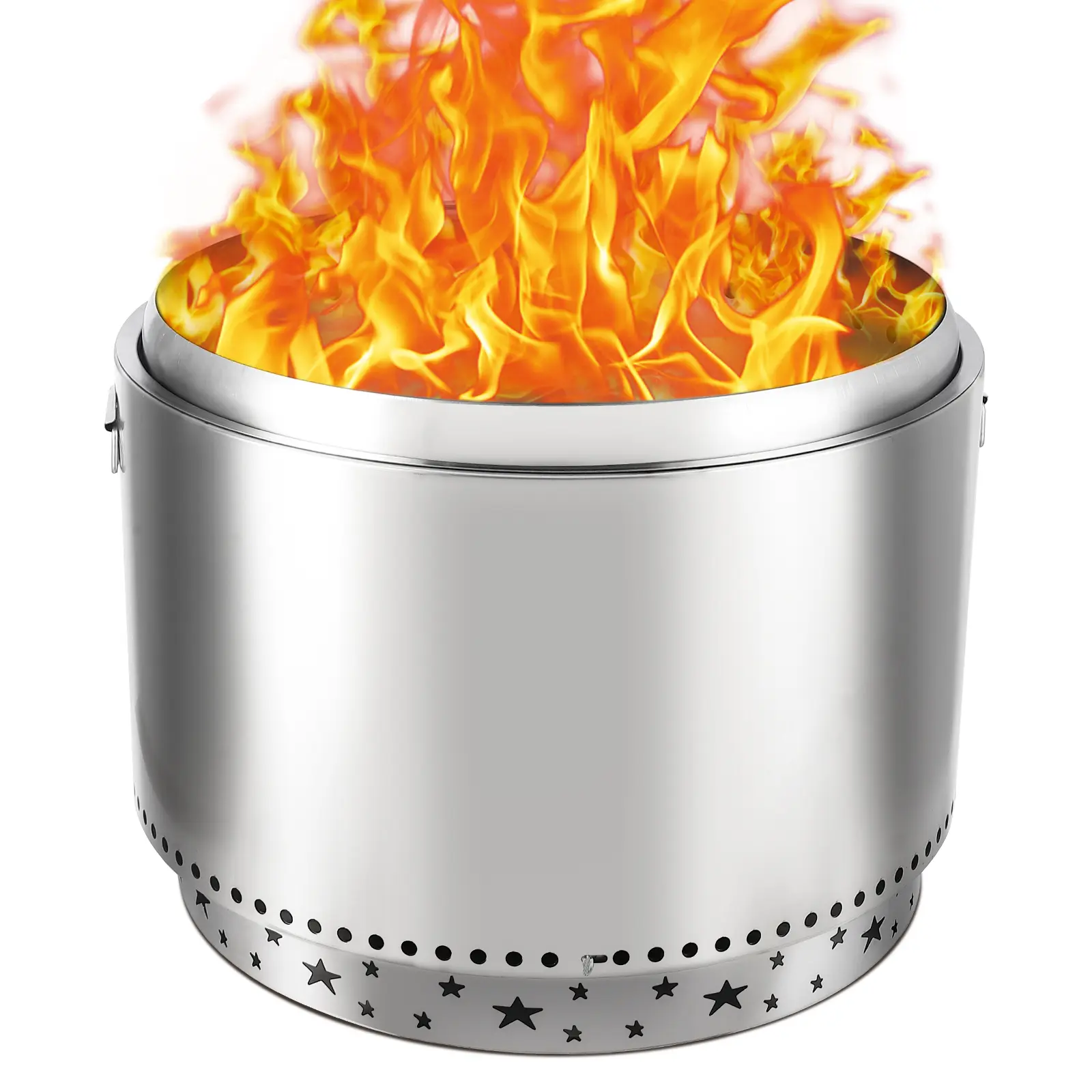 Smokeless Outdoor Fire Pit, 27 Inch Portable Stainless Steel Fireplace – Enhanced Airflow, Removable Stand & Ash Pan, Ideal for Camping, Backyard & Patio Bonfires