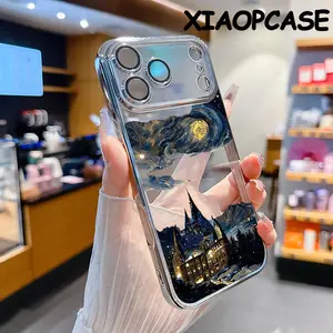 Transparent Electroplated Cellphone Cover for iPhone 17 Pro Max Air/16/15 Plus/14/13/12/11, Magical Night Pattern All-Inclusive Lens Anti-Drop Protection Cover,Ultra-Thin Design| Perfect for Everyday Use Protector