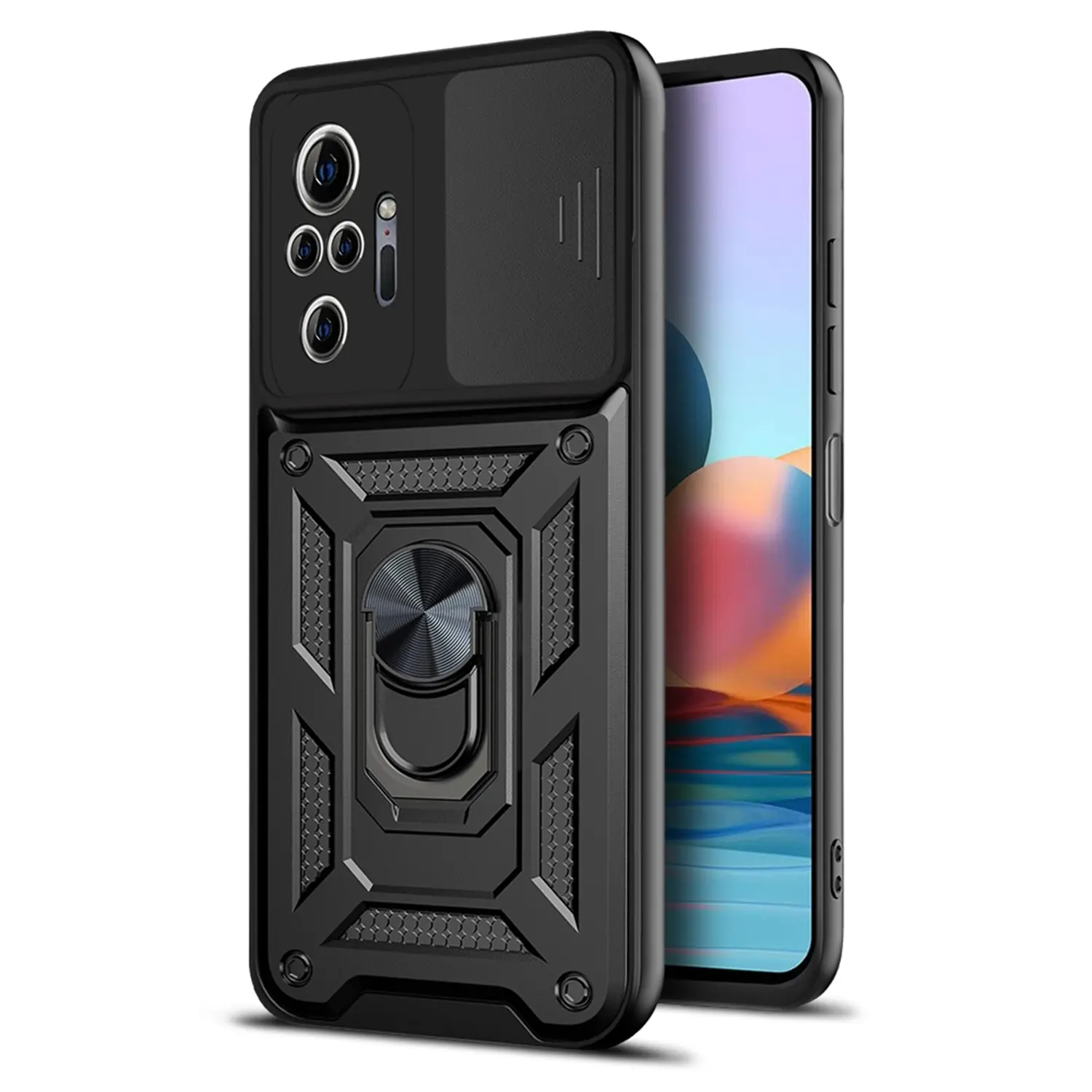Case for Xiaomi Redmi Note 10 Pro Max/Redmi Note 10 Pro, Rotatable Metal Ring, Magnetic Anti-Slip Stand, Dual-Layer Shockproof, Camera Cover, Scratch-Resistant for Xiaomi Redmi Note 10 Pro Max/Redmi Note 10 Pro Case