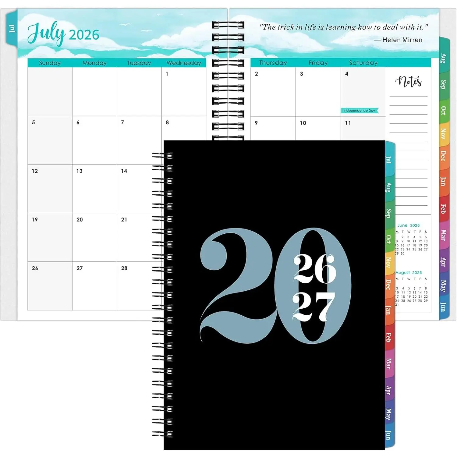 Planner 2026-2027 - Academic Planner 2026-2027, JUL.2026 - JUN.2027 | 6.4" x 8.3", Weekly and Monthly 2026-2027, with  PVC Cover, Colorful Tabs, Spiral Bound, Student Teacher Organizer