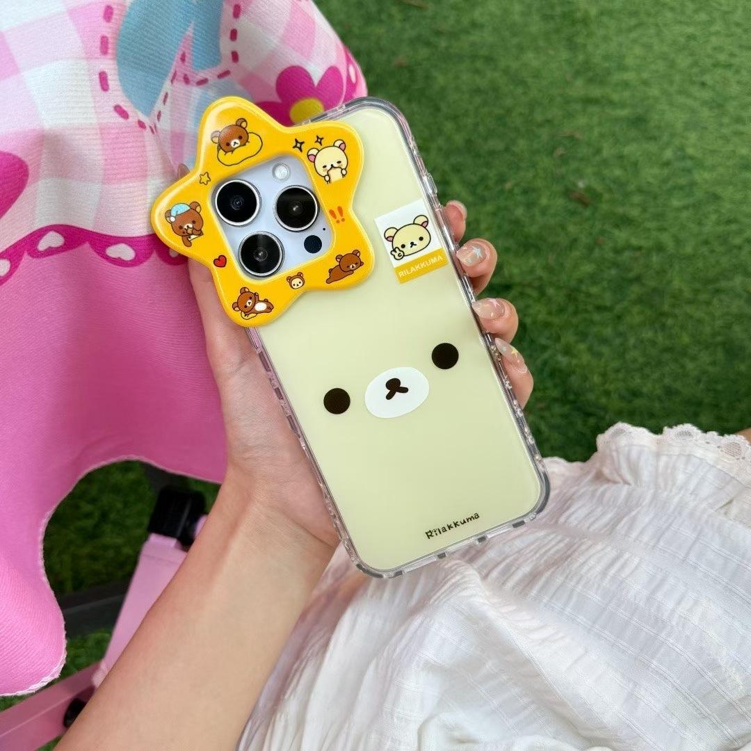 Cartoon Cute Star Lens Rilakkuma iPhone 17 Apple 16 Compatible 13/14 Pro Max Phone Case 15