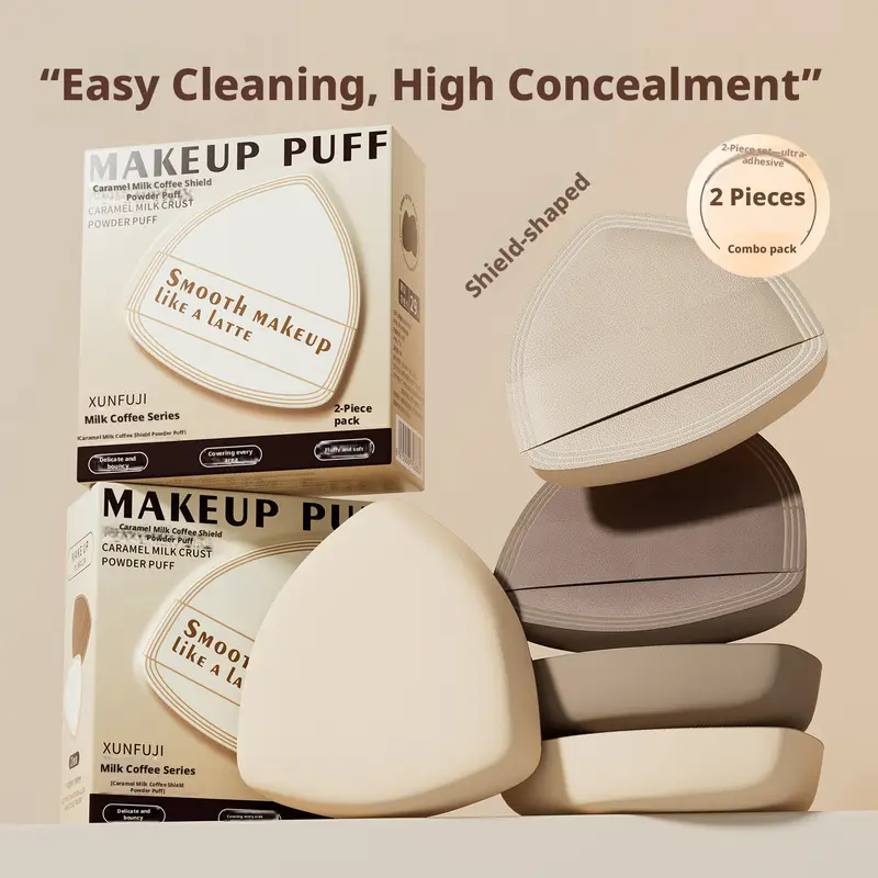 Shield-shaped powder puff for a creamy base makeup in one tap! Corner-less pointed powder puff, specially designed for foundation, fits perfectly, makeup artist' secret! How good is the triangular shield powder puff? Expands when wet! Soft and squishy mil
