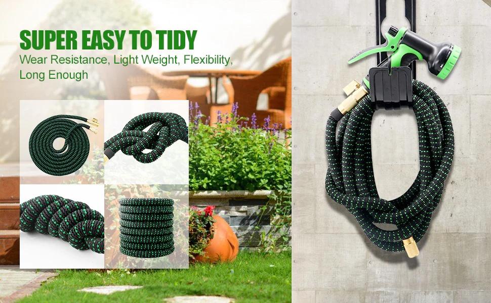 25/50/75/100FT Expandable Garden Hose, Water Pipe With 10-Function Nozzle, Additional Strength 2500D, Durable Flexible Water Pipe Without Kink, 3/4" Solid Fittings, Outdoor Tools