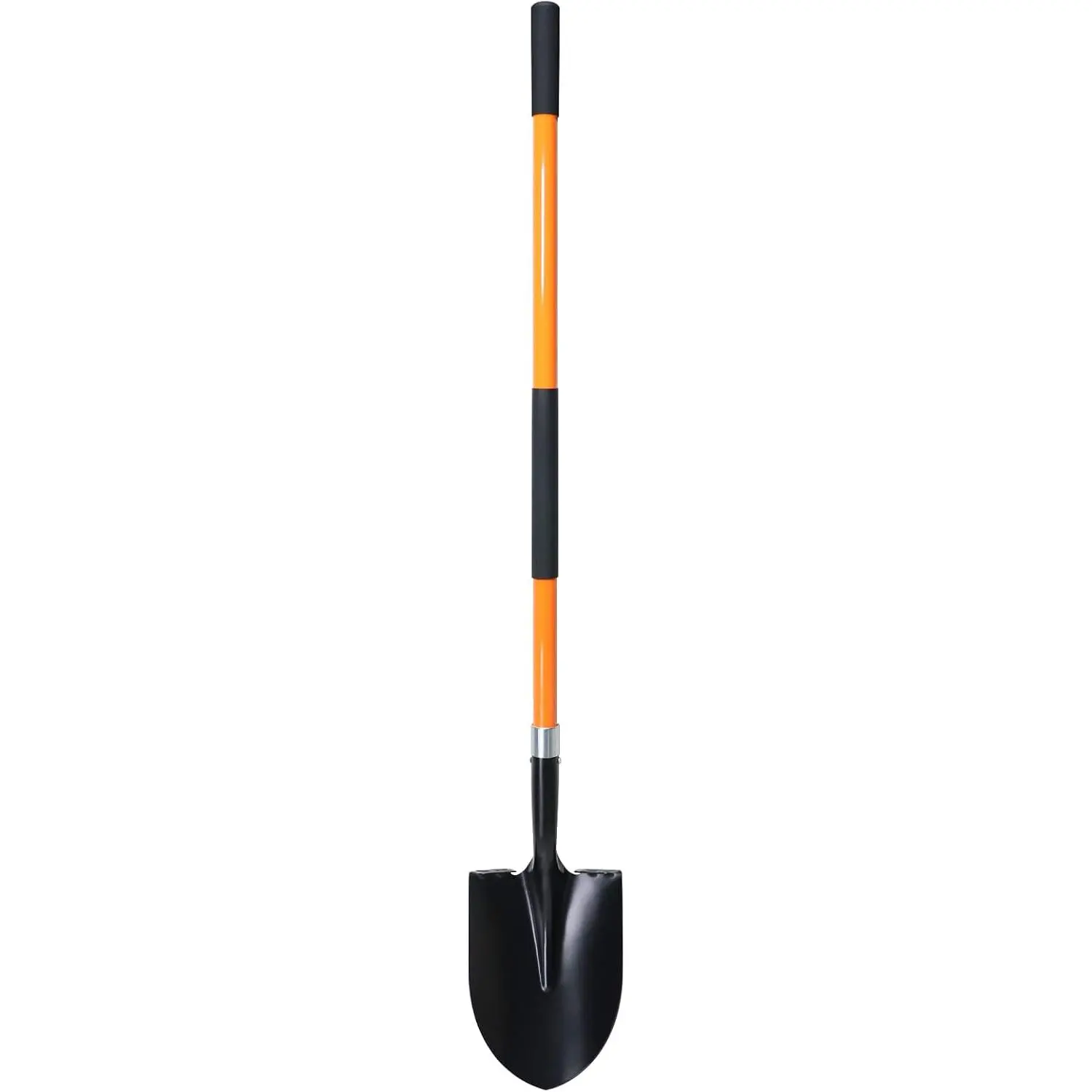 56-Inch Heavy Duty Adult Garden Round Digging Shovel, High-Strength Steel Blade with Fiberglass Handle, Efficient Digging, Non-Slip Areas, Wide Tread, Firm Grip (Orange), Adults, 56 Inches