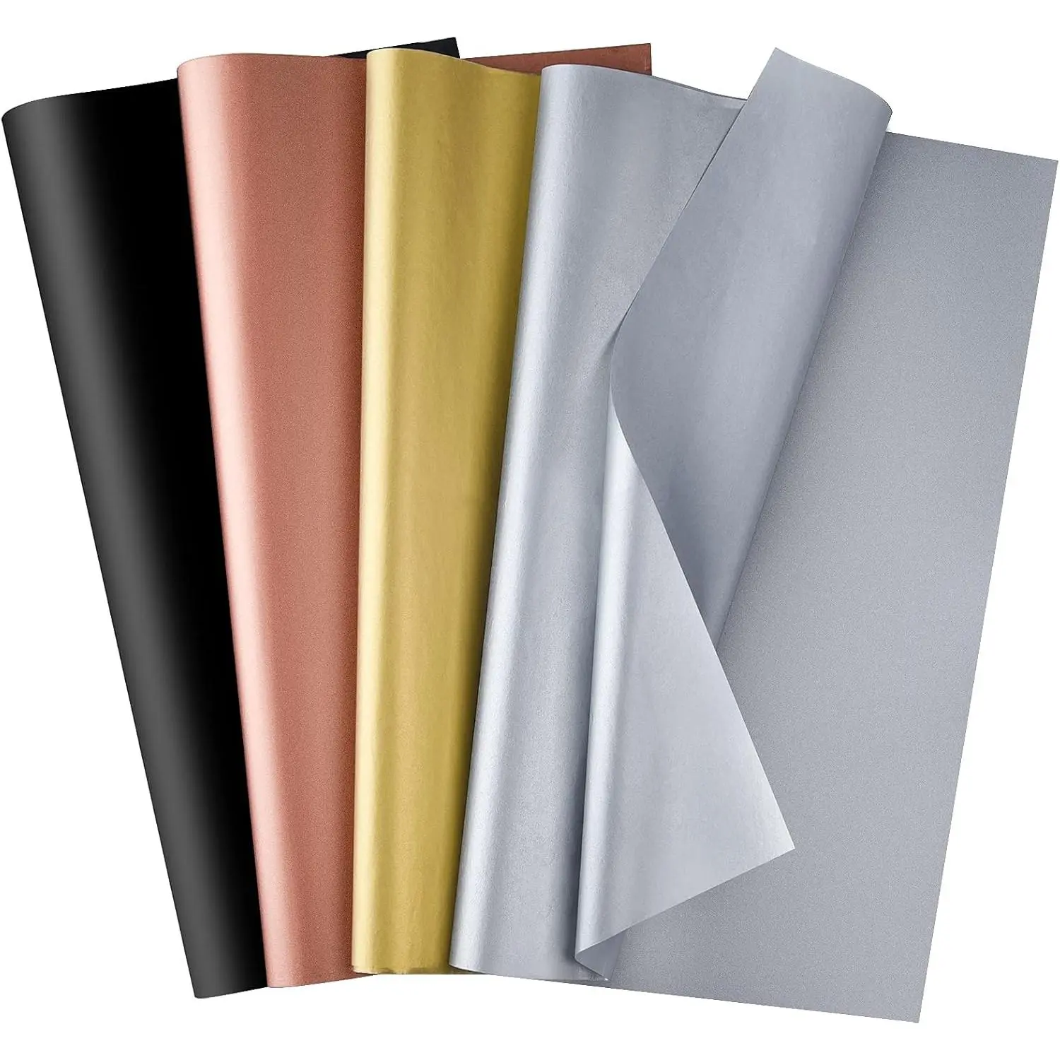 90 Sheets Metallic  Wrapping Paper Tissue Paper Bulk for Christmas Weddings Birthday Graduation Party Decor DIY Arts Crafts 20x14Inch (Metallic   Rose  and Black)