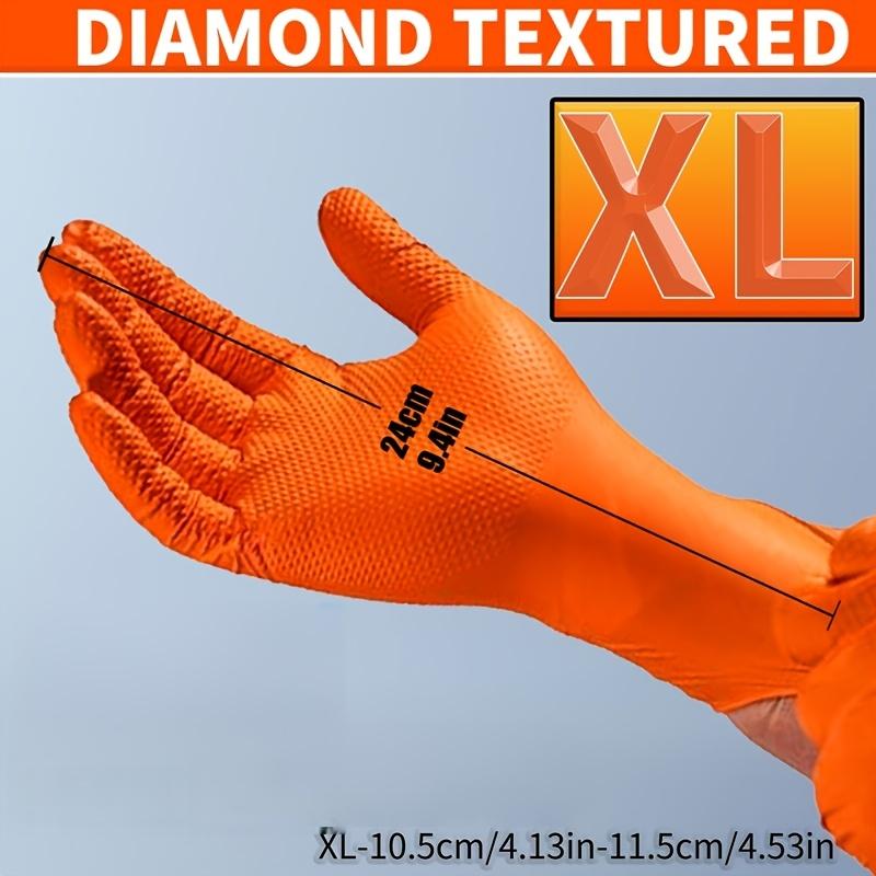30Pcs Nitrile Gloves Heavy-duty 8g Disposable Orange/Black Diamond-pattern Pure Nitrile Gloves, 8 Mil Thick, Raised Diamond Texture, Powder-free and Latex-free, Suitable for Automotive, Outdoor, Kitchen, and Household Cleaning Use,Home Essentials
