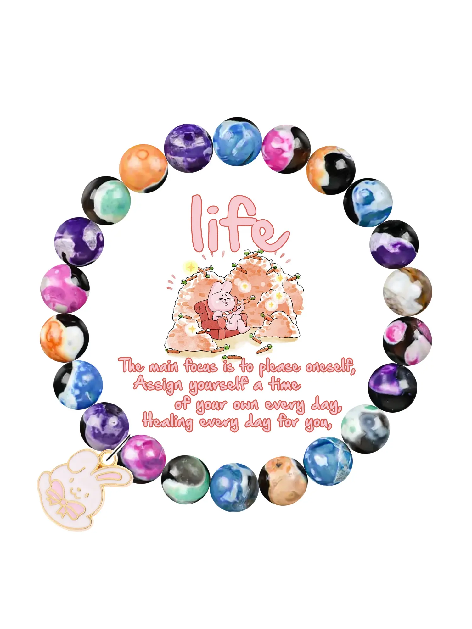 Cute Rabbit Style Beaded Bracelet for Women, Perfect Christmas & Birthday Gift, Durable Elastic Design, Ideal for All Occasions