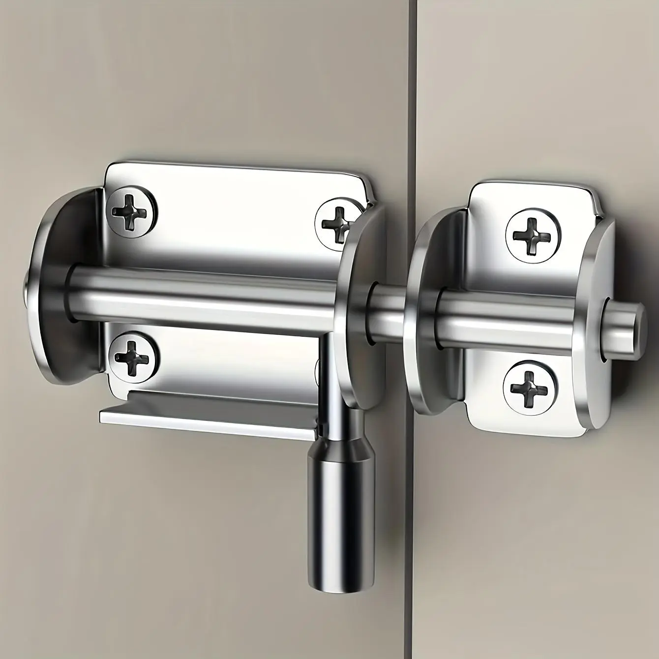 Stainless Steel Half-Round Latch: Sliding Bolt Lock, Household Wardrobe Security Bolt, Garden Interior/Exterior Doors, Door Bolt Latch with Heavy-Duty Steel for Easy Installation, SS