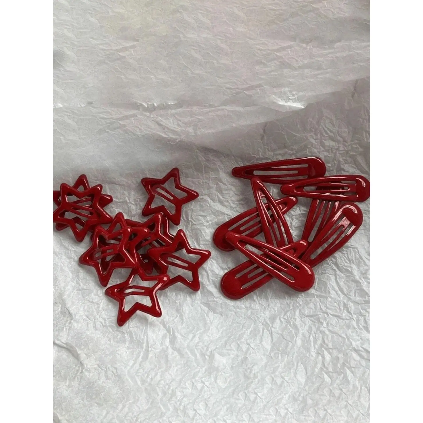 Women's 10pcs Oil Drop Enamel Flat Hair Clip Set - Star & Waterdrop Patterns, Y2K Whimsical Hair Accessories, for Daily Use, School, Accessories for Women