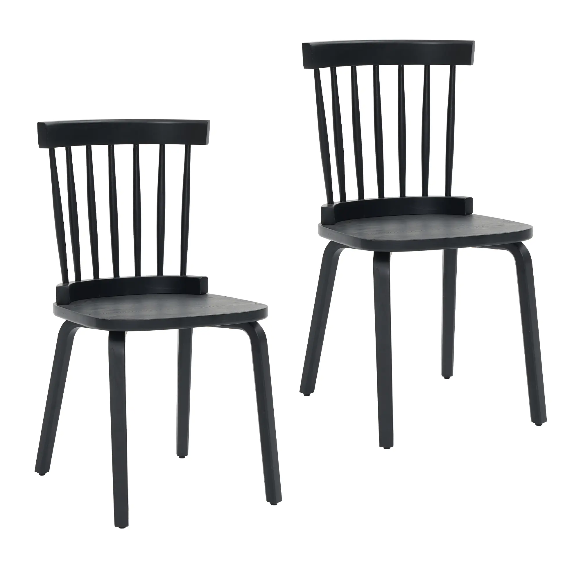 ARCH Windsor Dining Chairs Set of 2 Solid Wood Farmhouse Spindle Back Widen Seat Mid-Century Modern French Country Style Black for Living Room Restaurant Kitchen, Black Color Options, Wood Material, Product Dimensions: 17.12 W x 18.70 D x 33.27 H in
