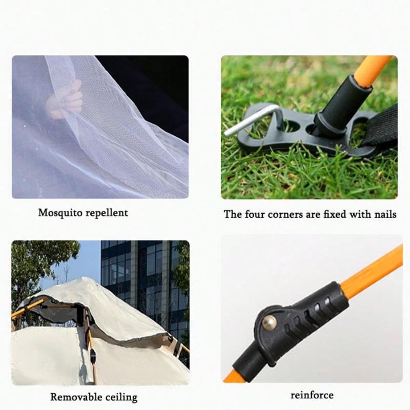 Extra-Large Tent With Mesh Screen, 4-Person (White), Lightweight Family Tent|Quick Setup For Park Picnics