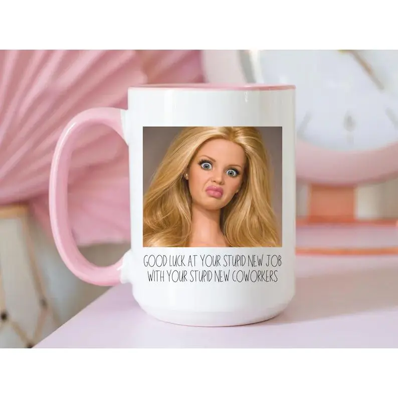 Classic Polka Dot Sturdy Colorful Glossy Ceramic Coffee Mug - 11oz/15oz Reusable Washable Funny Farewell Gift for Work Besties, Good Luck at Your New Job Coworker Leaving Drink Cup, Printed, Handle