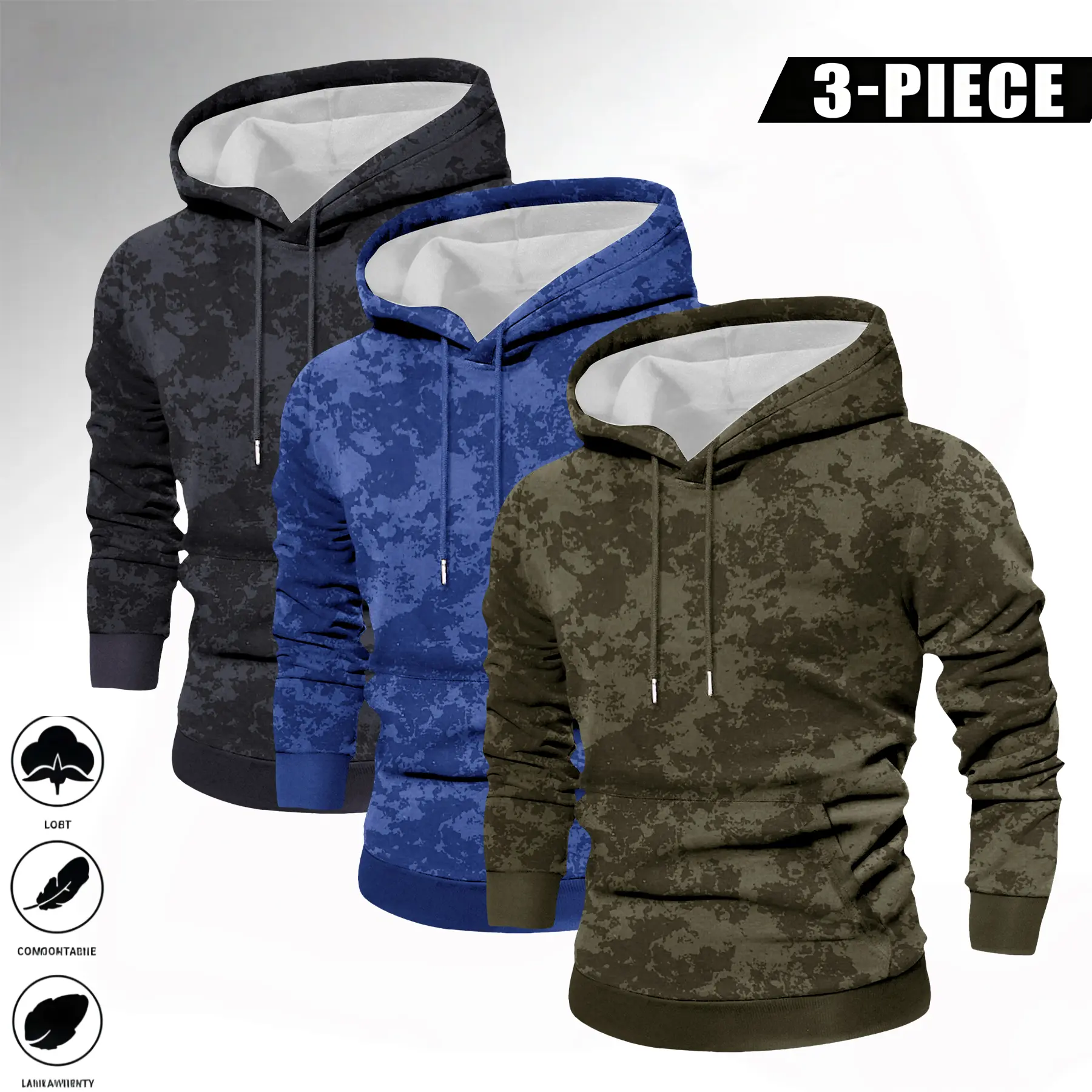 Men’s Fashion Multi-Pack Tie-Dye Camo Sweatshirt, American Y2K Streetwear. Ideal for Night Walks, Running, Basketball & Baseball. Unique Camo Pattern, Perfect Gift Choice