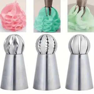 3-Piece Stainless Steel Torch Icing Piping Tips Set for Cake Decorating Tools