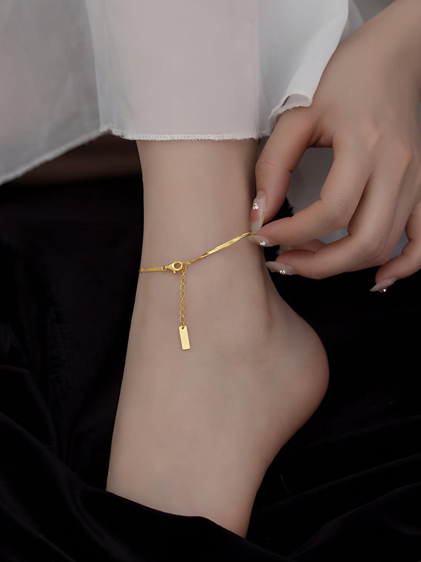 925 Sterling Silver Simple Chain Design Anklet, Ankle Bracelets & Necklace, Valentine's Day Gifts, Fashionable Jewelry for Women & Girls, Trendy All-match & Exquisite Jewelry for Birthday Gift