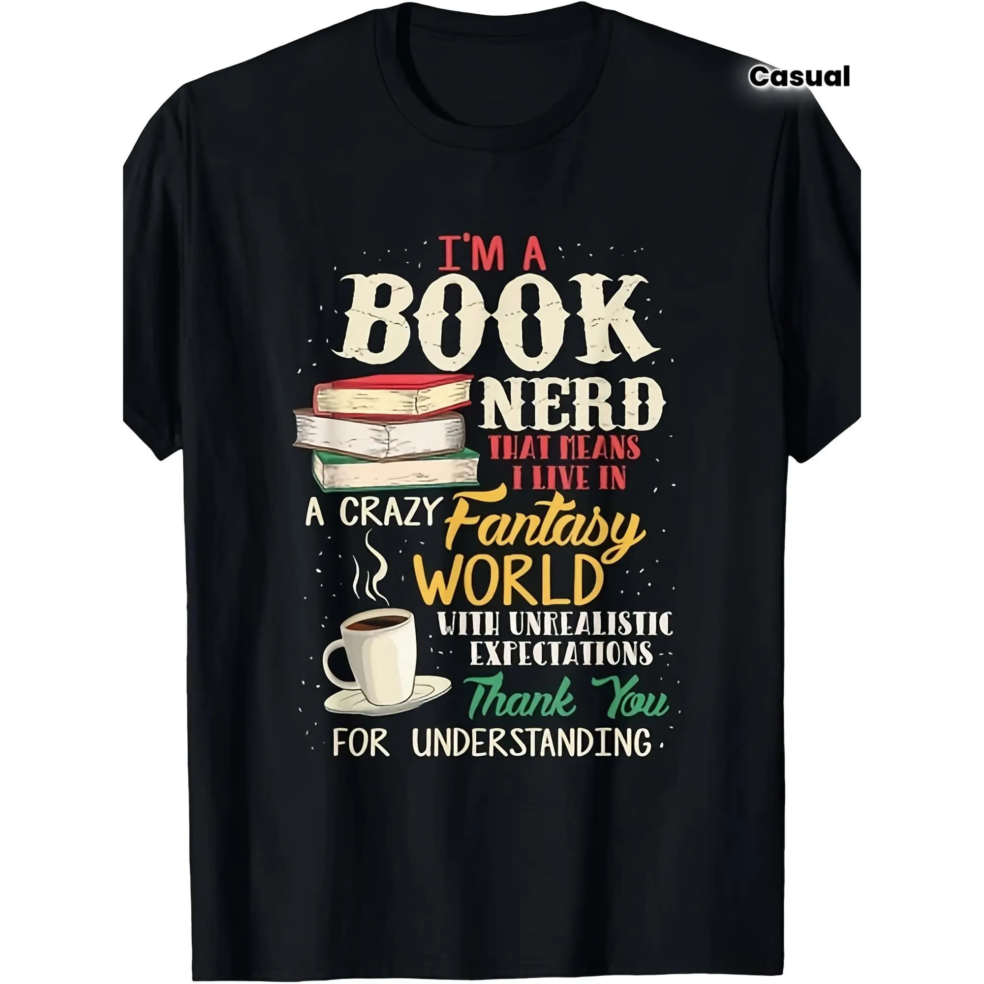 Men's & Women's I'm a Book Nerd T-Shirt - Book Lover Literature Graphic Tee, 220GSM Pure Short-Sleeve Shirt with Bookworm Design, Casual Round Neck Top for Year-Round Wear