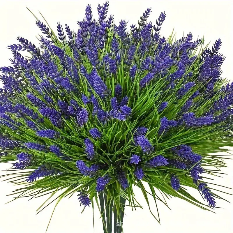 24 Bundles Artificial Lavender Flowers, Decorative Flowers, UV Resistant Lavender Plants, Faux Plastic Greenery for Indoor and Outdoor, Artificial Flower Decorations for Home Porch, Window, Balcony, Garden Decor for Hanging Planter