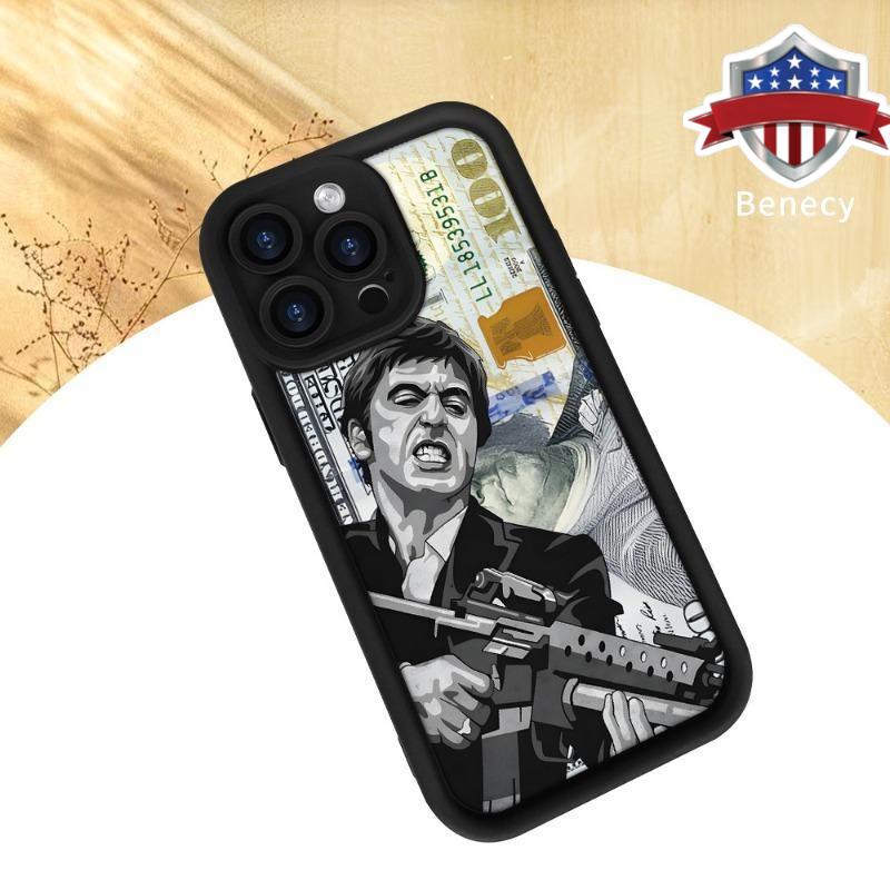 Creative Scar Face Painted Pattern Case for iPhone 16 17 15 14 Pro Max 13 12 11 Air XR XS E Plus Shockproof Drop Protection Rugged Durable Silicone Cover
