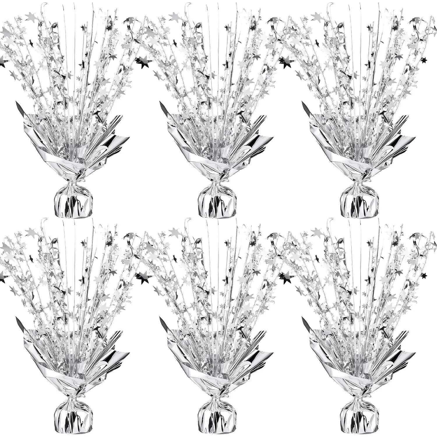 6 Pack Metallic Foil  Centerpiece  Table Decoration Burst Table Centerpieces for Birthday Weddings Anniversaries Christmas  Year Holiday Party Supplies Decor ()