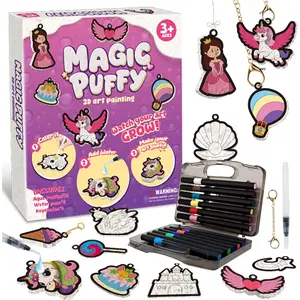 Magic Puffy Paint Kit Kids Foam Texture Painting Set with 12 Colors Pens (Princess Puffy Painting Kits)