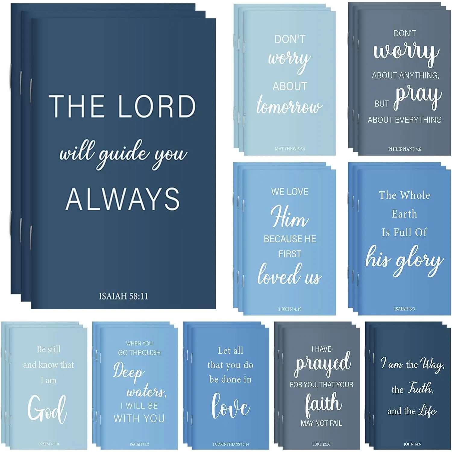 30 count Christian Bulk Gifts Journal  Religious Verse Notebooks Inspirational Prayer Journal for Women Men Students Sunday School Church Gifts Prizes Party Favor(Blue)