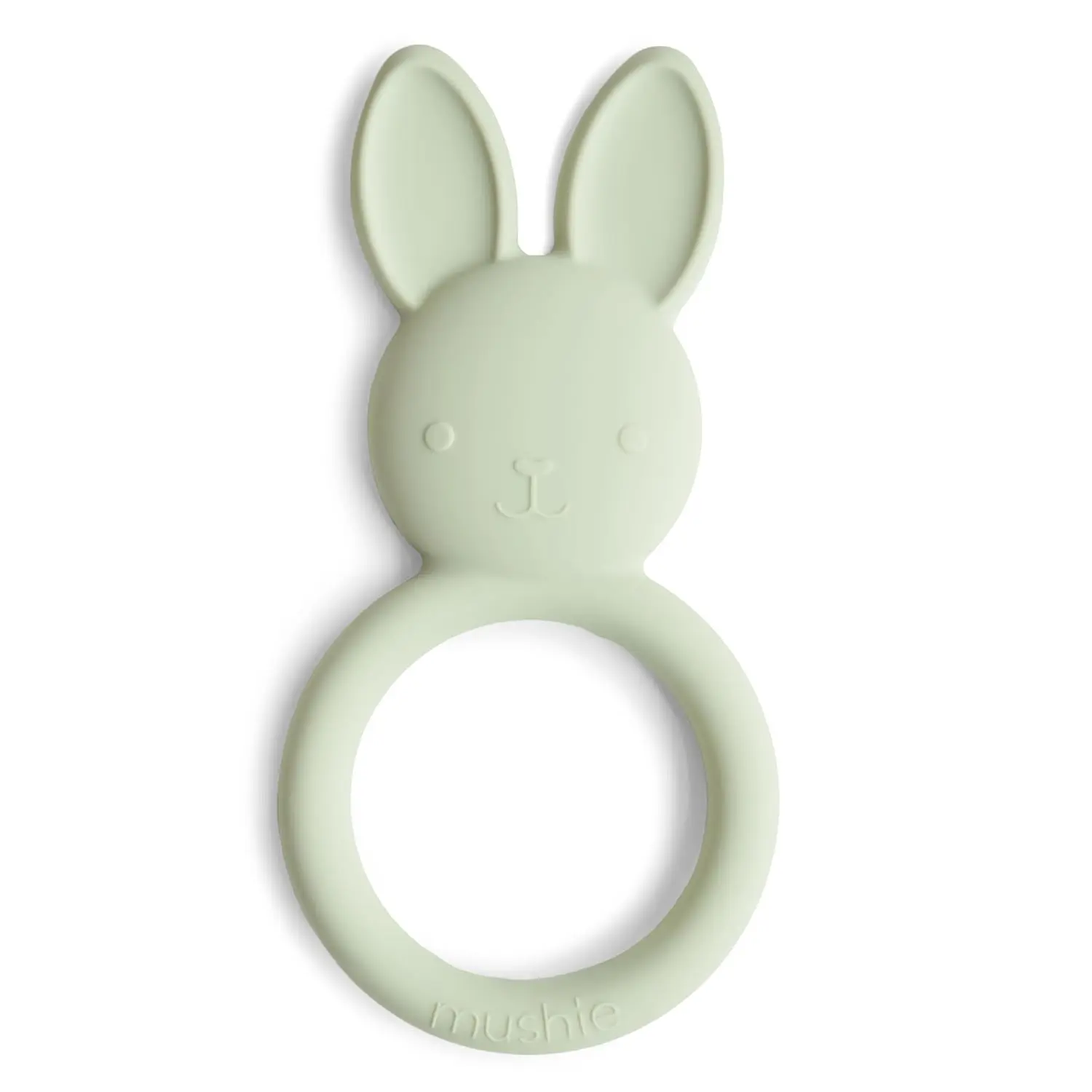 mushie Silicone Baby Teether Toy - New Model Bunny Form, Prop 65 Safe Tooth Toy for Teeth Relief