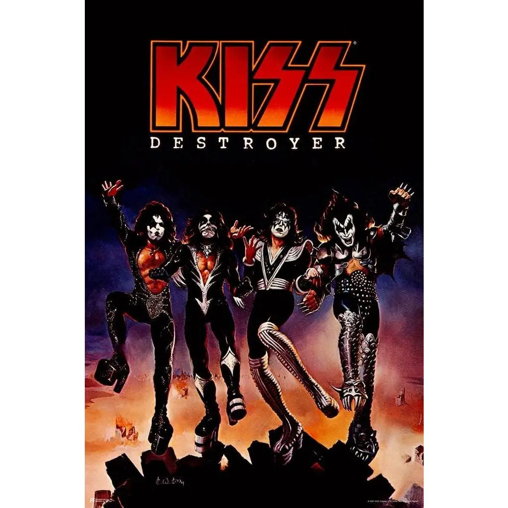 KISS *Destroyer* album cover poster, vintage rock band poster, heavy metal bedroom decor, cool wall art print