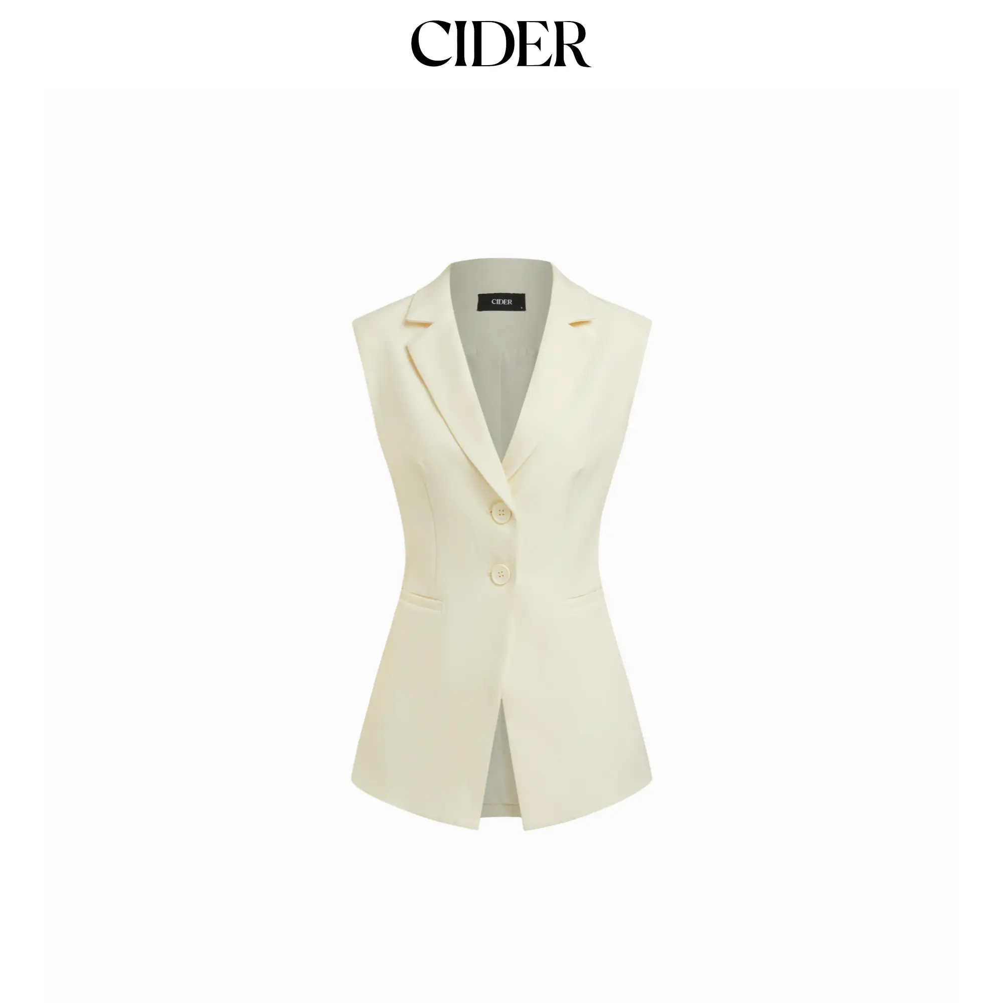 Cider Notch Collar Button Split Belted Blazer Vest