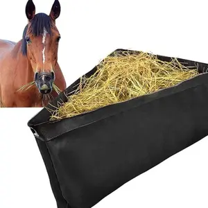 Horses Corner Feeder Deep Corner Hay Bag, Large Capacity Hay Feed Bags with Mesh Bottom and Snaps, Ideal for Horse Trailer Stall