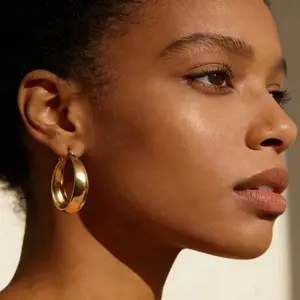 30mm Large Hoop Earrings – 14K Gold Plated Lightweight Chunky Hoops for Women, Dainty Fashion Jewelry for Daily Wear, Winter Style & Gift Giving