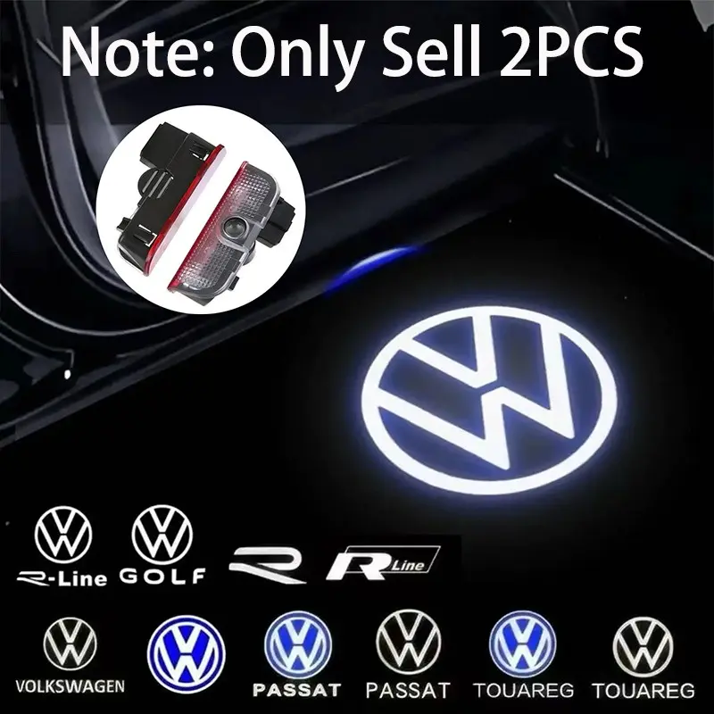 2-Pack LED Car Door Projection Welcome Light for Volkswagen R Golf 5 6 7 Gti Gtd Gte, Passat B6 B7 B8 B9, Tiguan, Touareg CC