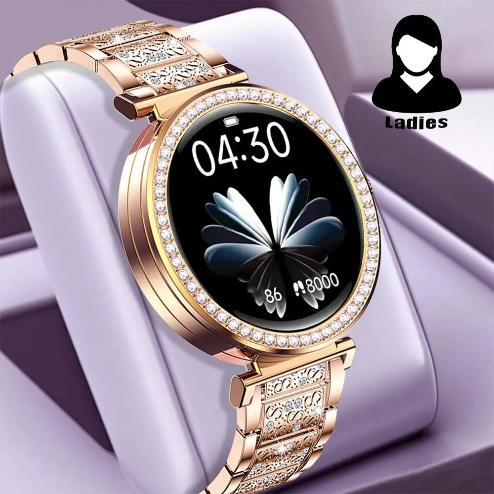 Ladies Smart Watch 1.46-inch HD Large Screen BT Call Digital Watch Health Tracker, Fitness Tracker Smartwatch, Sport Modes Notification Reminder Voice Assistant Motion Trajectory Custom Photo Android And iOS Systems Women