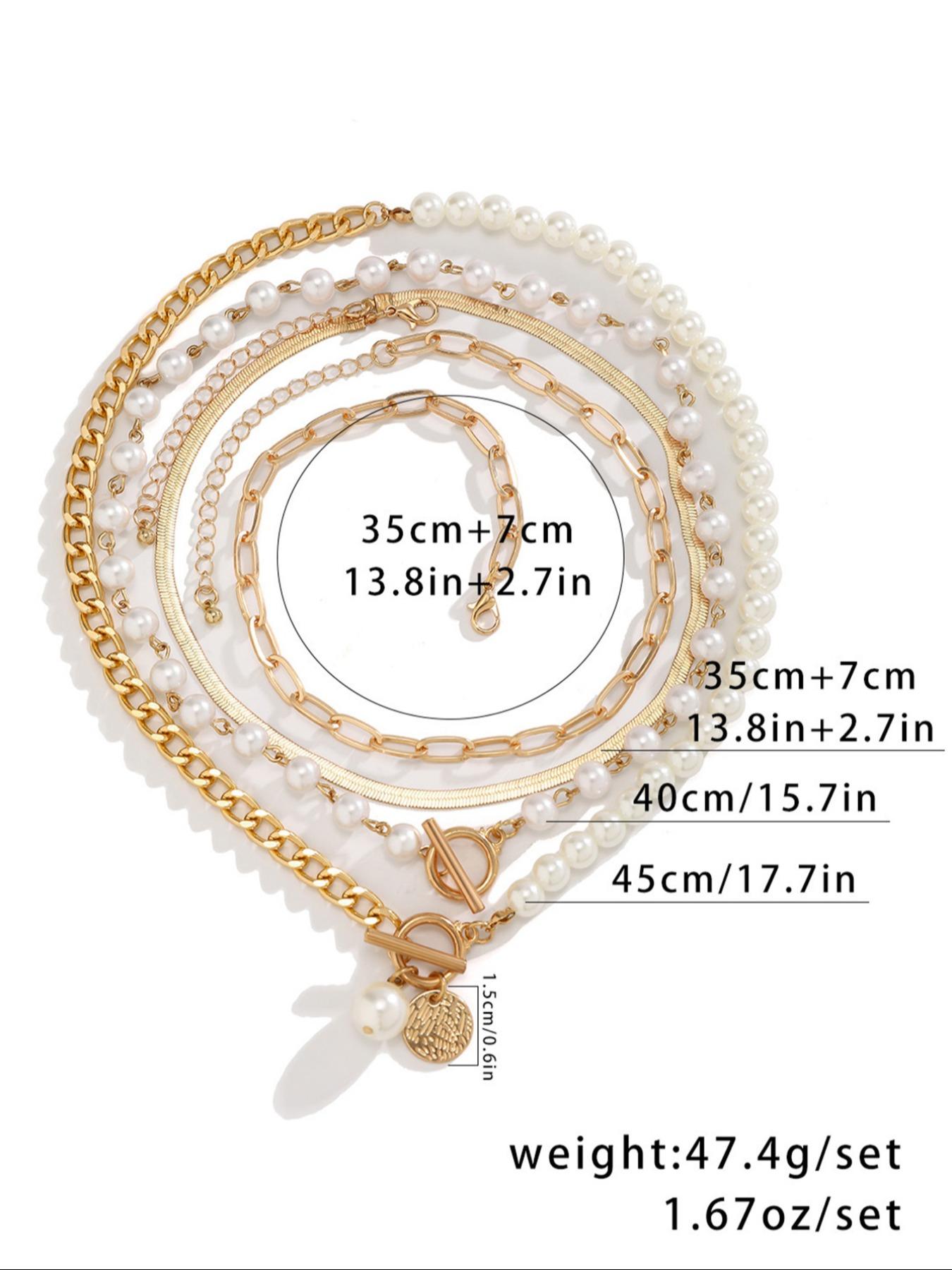 Faux Pearl Decorated Layered Pearl Chain Necklace, Fashion Jewelry for Party, Daily Clothing Decor, Trendy All-match & Exquisite Jewelry for Birthday Gift