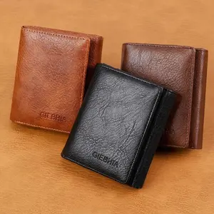 Premium Men’s Trifold Wallet - RFID Blocking Genuine Cowhide Leather, Dual ID Windows for Daily & Business Use