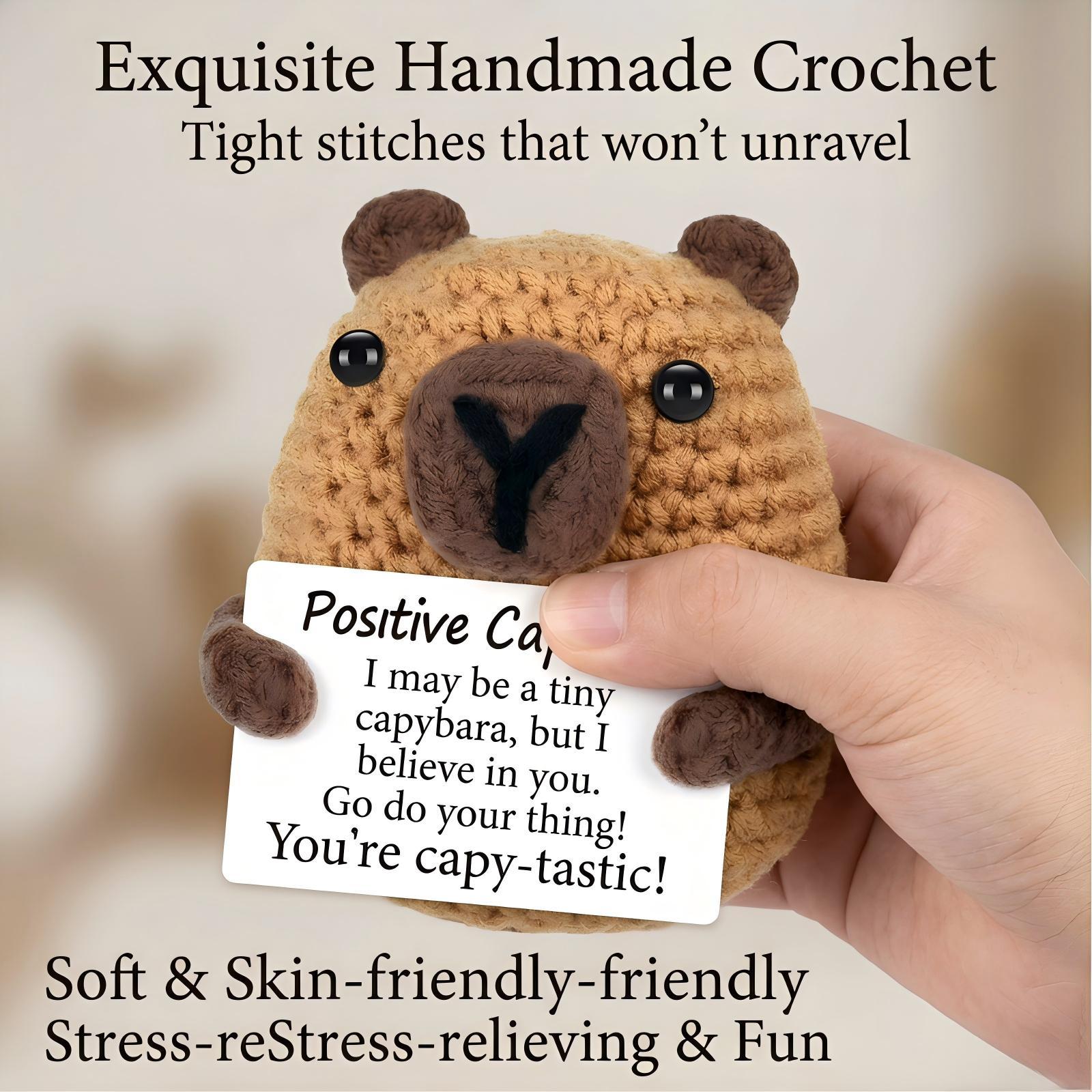 Cute Mini Hand-Knitted Capybara Plush Toy, Healing Emotional Support Doll, Soft Squeezable Stress Relief Decor, Perfect Christmas Presents, Holiday Gifts, Birthday Gifts for Women Men, Teacher Appreciation Gifts, Portable Bag Pendant, Desk Ornament, Warm